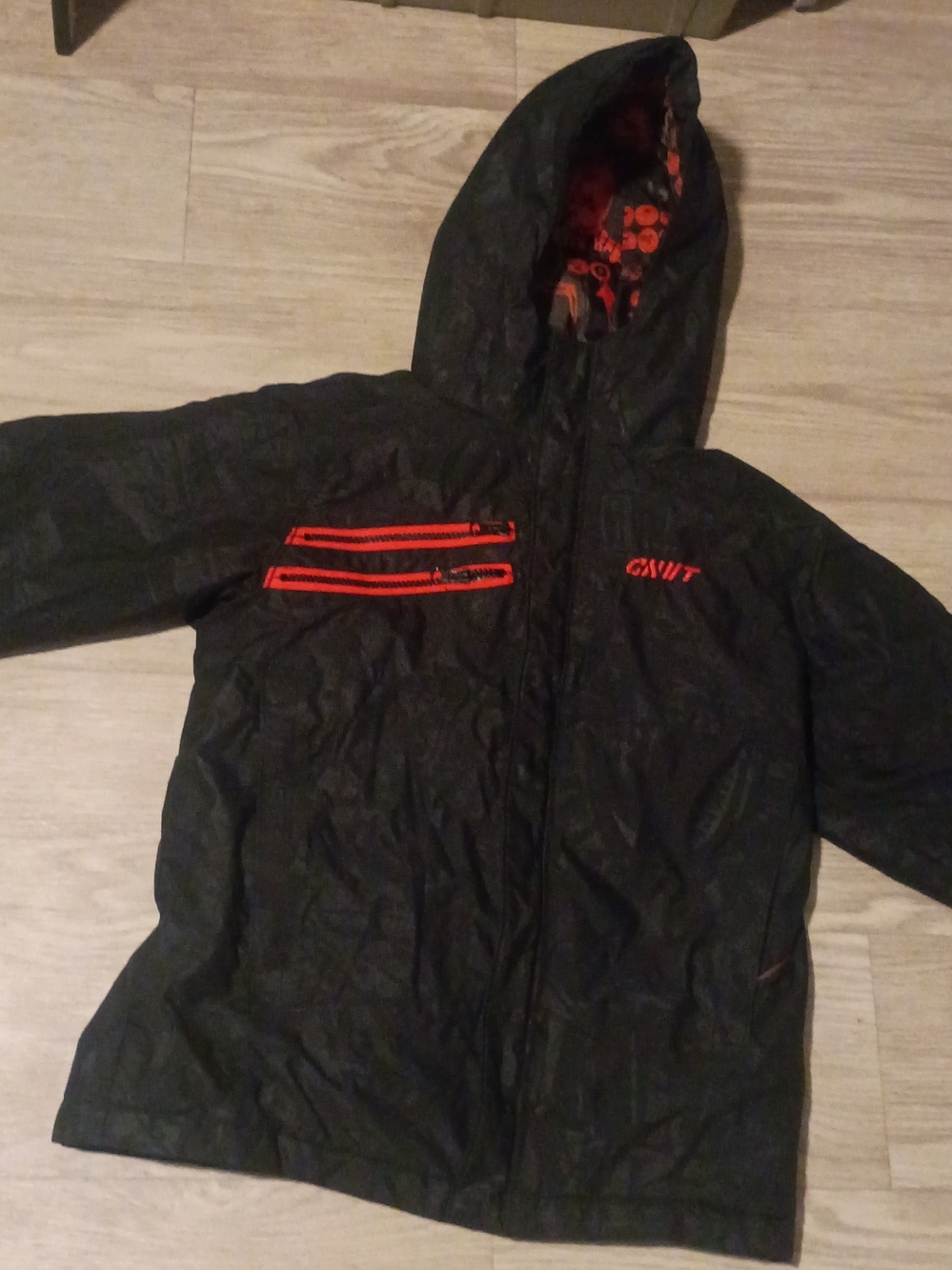 Columbia Black Kids Hooded Raincoat with Red Trim